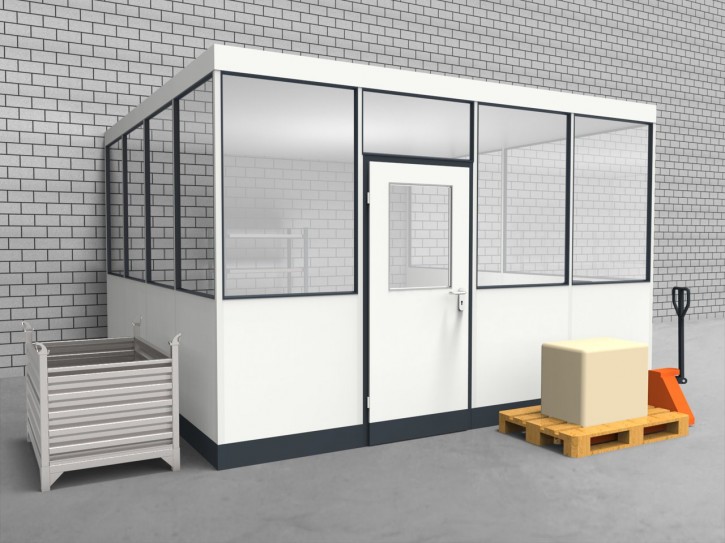 Hallenbüro 3-seitig 4,00 x 4,00 m 16 m² (HB3-4040)