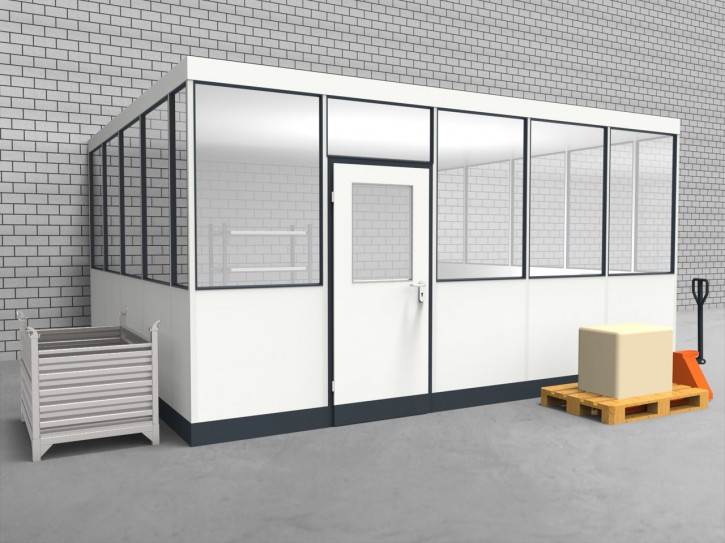 Hallenbüro 3-seitig 5,00 x 4,50 m 22,5 m² (HB3-5045)