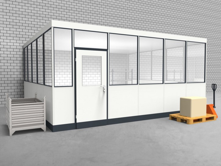 Hallenbüro 3-seitig 5,50 x 5,00 m 27,5 m² (HB3-5550)