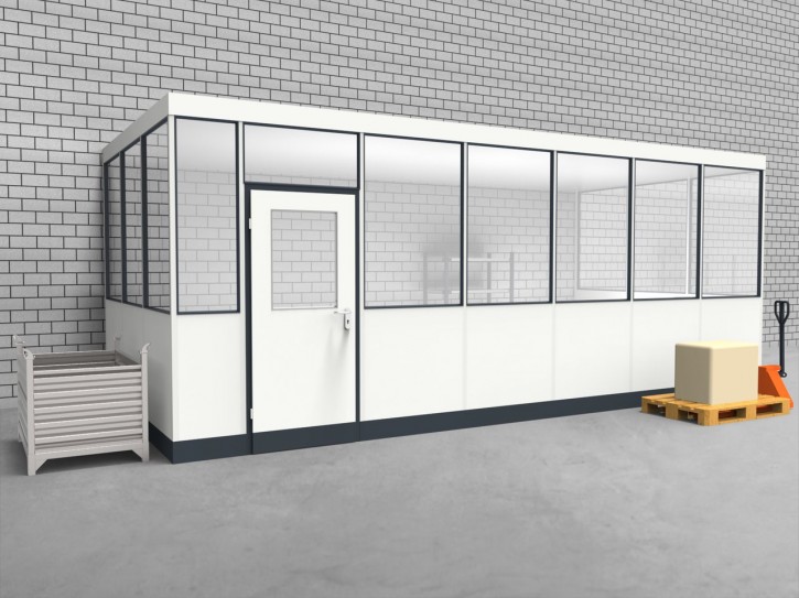 Hallenbüro 3-seitig 6,50 x 3,00 m 19,5 m² (HB3-6530)