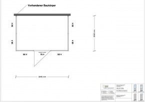 Hallenbüro 3-seitig 3,00 x 2,00 m 6 m² (HB3-3020)